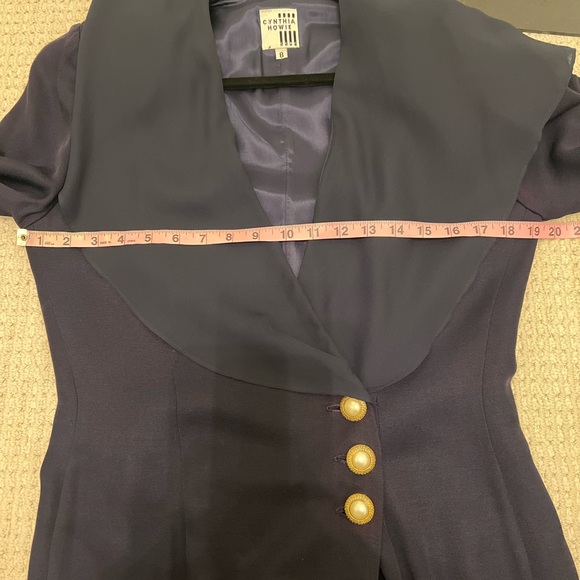 Vintage Cynthia Howie navy pearl button dress - Picture 13 of 16